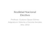 Realidad Nacional Electivo Profesor: Gustavo Opazo Gómez Asignatura: Historia y Ciencias Sociales Año: 2012.