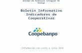 Boletín Informativo Indicadores de Cooperativas Información con corte a Junio 2014 Unidad de Análisis Integral de Riesgo.
