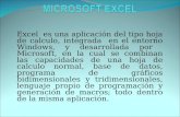 Excel es una aplicación del tipo hoja de calculo, integrada en el entorno Windows, y desarrollada por Microsoft, en la cual se combinan las capacidades.