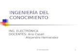 IC-Introducción1 INGENIERÍA DEL CONOCIMIENTO ING. ELECTRÓNICA DOCENTES: Ana Casali Alejandro Hernandez.