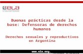 Buenas prácticas desde la base: Defensoras de derechos humanos Derechos sexuales y reproductivos en Argentina Natalia Gherardi ngherardi@ela.org.ar .