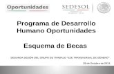 Programa de Desarrollo Humano Oportunidades Esquema de Becas SEGUNDA SESIÓN DEL GRUPO DE TRABAJO “EJE TRANSVERSAL DE GÉNERO”. 29 de Octubre de 2013.