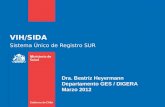 VIH/SIDA Sistema Único de Registro SUR Dra. Beatriz Heyermann Departamento GES / DIGERA Marzo 2012.