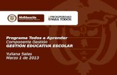 Programa Todos a Aprender Componente Gestión GESTIÓN EDUCATIVA ESCOLAR Yuliana Salas Marzo 1 de 2013.