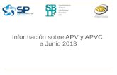 Información sobre APV y APVC a Junio 2013. Objetivo Este informe es una publicación conjunta de las Superintendencias de Pensiones (SP), de Bancos e Instituciones.