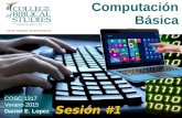 COSC 1317 Verano 2015 Daniel E. Lopez Sesión #1. BIENVENIDOS AL CURSO  La Informática  La computadora personal  Sistemas Operativos  Aplicaciones.