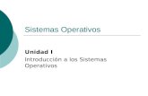 Sistemas Operativos Unidad I Introducción a los Sistemas Operativos