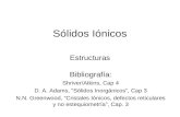 Sólidos Iónicos Estructuras Bibliografía: Shriver/Atkins, Cap 4 D. A. Adams, “Sólidos Inorgánicos”, Cap 3 N.N. Greenwood, “Cristales Iónicos, defectos.