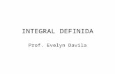 INTEGRAL DEFINIDA Prof. Evelyn Davila. TEOREMA FUNDAMENTAL DEL CALCULO Sea f(x) una funcion continua en el intervalo cerrado [a,b],entonces donde F es.