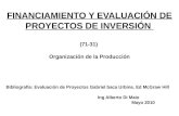 FINANCIAMIENTO Y EVALUACIÓN DE PROYECTOS DE INVERSIÓN (71-31) Organización de la Producción Bibliografía: Evaluación de Proyectos Gabriel baca Urbina.