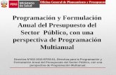 Programación y Formulación Anual del Presupuesto del Sector Público, con una perspectiva de Programación Multianual Oficina General de Planeamiento y Presupuesto.