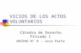 VICIOS DE LOS ACTOS VOLUNTARIOS Cátedra de Derecho Privado I UNIDAD Nº 8 - 1era Parte.