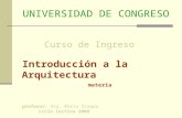 UNIVERSIDAD DE CONGRESO Curso de Ingreso Introducción a la Arquitectura materia profesor: Arq. Mario Draque ciclo lectivo 2008.