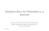 20/11/20011 Introducción a la Telemática y a Internet Master en Gestión de la Producción Audiovisual Rogelio Montañana (rogelio.montanana@uv.es) 20 de.