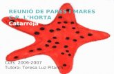 REUNIÓ DE PARES I MARES C.P. L’HORTA Catarroja Curs 2006-2007 Tutora: Teresa Luz Pitarch.