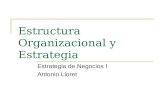 Estructura Organizacional y Estrategia Estrategia de Negocios I Antonio Lloret.