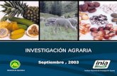 INVESTIGACIÓN AGRARIA Septiembre, 2003 Instituto Nacional de Investigación Agraria Ministerio de Agricultura.