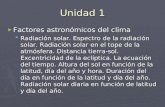 Unidad 1 ► Factores astronómicos del clima  Radiación solar. Espectro de la radiación solar. Radiación solar en el tope de la atmósfera. Distancia tierra-sol