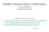 Redes Neuronales Artificiales Curso Básico Federico Morán Algunos enlaces de interés  .