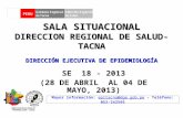 SALA SITUACIONAL DIRECCION REGIONAL DE SALUD- TACNA SE 18 - 2013 (28 DE ABRIL AL 04 DE MAYO, 2013) Mayor información: epitacna@dge.gob.pe – Teléfono: 052-242595epitacna@dge.gob.pe.