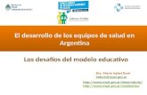 El desarrollo de los equipos de salud en Argentina Dra. María Isabel Duré mdure@msal.gov.ar Los desafíos del modelo educativo