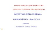 INVESTIGACIÓN CRIMINAL CRIMINALÍSTICA - BALÍSTICA Expositor: GILBERTO A. FLEITAS COLMÁN CONSEJO DE LA MAGISTRATURA ESCUELA JUDICIAL DEL PARAGUAY.