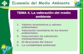 TEMA 4. La valoración del medio ambiente 1.Valores económicos y valores ambientales 2.Valoración monetaria de los bienes ambientales 3.Instrumentos de.
