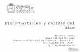 Biocombustibles y calidad del aire NÉSTOR Y. ROJAS Grupo Calidad del Aire Universidad Nacional de Colombia – Bogotá D.C. Tel. 3165000 Ext. 14304 nyrojasr@unal.edu.co.