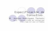 Especificación de Consultas M. Andrea Rodríguez Tastets DIIC - Universidad de Concepción andrea.
