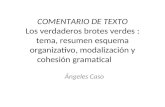 COMENTARIO DE TEXTO Los verdaderos brotes verdes : tema, resumen esquema organizativo, modalización y cohesión gramatical Ángeles Caso.
