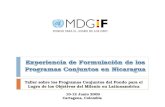 Taller sobre los Programas Conjuntos del Fondo para el Logro de los Objetivos del Milenio en Latinoamérica 10-12 Junio 2009 Cartagena, Colombia.