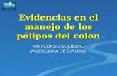 H. “LLUÍS ALCANYÍS” Evidencias en el manejo de los pólipos del colon XXIII CURSO SOCIEDAD VALENCIANA DE CIRUGIA.