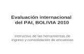 Evaluación internacional del PAI, BOLIVIA 2010 Instructivo de las herramientas de ingreso y consolidación de encuestas.