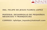 ING. FELIPE DE JESUS FLORES LOPEZ MATERIA: DESARROLLO DE PEQUEÑOS NEGOCIOS Y FRANQUICIAS CORREO: iqfelipe_inpade@hotmail.com.