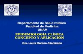 EPIDEMIOLOGÍA CLÍNICA CONCEPTO Y APLICACIÓN Dra. Laura Moreno Altamirano Departamento de Salud Pública Facultad de Medicina UNAM.