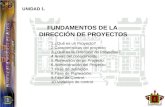1.¿Qué es un Proyecto? 2.Características del proyecto 3.¿Qué es la Dirección de Proyectos? 4.Áreas del conocimiento 5.Planeación de un Proyecto. 6.Administración.