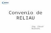 Convenio de RELIAU Ing. César Bianchi. Motivación de AFAC para suscribir Convenios RELIAU Actuado hasta el momento Experiencias positivas que muestran.