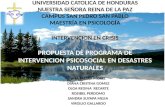 UNIVERSIDAD CATOLICA DE HONDURAS NUESTRA SEÑORA REINA DE LA PAZ CAMPUS SAN PEDRO SAN PABLO MAESTRÍA EN PSICOLOGÍA INTERVENCION EN CRISIS PROPUESTA DE PROGRAMA.