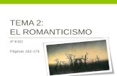TEMA 2: EL ROMANTICISMO 4º ESO Páginas 162-179. ESQUEMA 0. Contexto: la primera mitad del siglo XIX 1. El espíritu romántico a) Concepto b) Características.