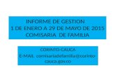 INFORME DE GESTION 1 DE ENERO A 29 DE MAYO DE 2015 COMISARIA DE FAMILIA CORINTO-CAUCA E-MAIL comisariadefamilia@corinto- cauca.gov.co.