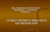 CURSO TEORICO PRACTICO DE MEDIACIÓN Abg. Rosaelena Ferrín Castro Mediadora – Consultora Presenta: