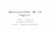 Aplicaciones de la Lógica Tema: Lógica Proposicional Prof. Eduard puerto.