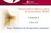 Matemática Básica para Economistas MA99 UNIDAD 4 Clase 6.3 Tema: Sistema de Ecuaciones Lineales.