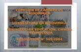 COMISIÓN DE CARRERA DE BIOQUÍMICA LICENCIATURA EN BIOQUÍMICA MINISTERIO DE EDUCACIÓN, CIENCIA Y TECNOLOGÍA RESOLUCIÓN N° 565/2004 COMISIÓN DE CARRERA DE.