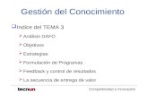 Competitividad e Innovación Gestión del Conocimiento  Indice del TEMA 3  Análisis DAFO  Objetivos  Estrategias  Formulación de Programas  Feedback.