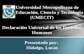 Universidad Metropolitana de Educación, Ciencia y Tecnología (UMECIT) Declaración Universal de los Derechos Humanos Presentado por: Hidalgo, Lucas.