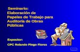 Seminario: Elaboración de Papeles de Trabajo para Auditoría de Obras Públicas Expositor: CPC Rolando Pingo Flores.