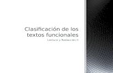 Lectura y Redacción II Clasificación de los textos funcionales.