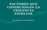 FACTORES QUE CONDICIONAN LA VIOLENCIA FAMILIAR Mg. MARIA CALDAS HERRERA.