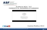 Auditoría Núm. 312 FOMENTO AL DESARROLLO AGRARIO Cuenta Pública 2013 ASF | 1 .